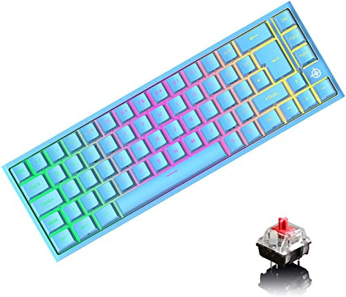 UK-Layout 60% Gaming-Tastatur RGB Backlit Red Switch Mechanische Tastatur, 67 Tasten USB C-Kabel-Tastaturmäuse 12000 DPI für PC-Mac-Spieler