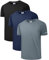 Holure Herren 3er Pack Sports Atmungsaktiv Schnelltrocknend Kurzarm T-Shirts Schwarz/Dunkelgrau/Marine XXL