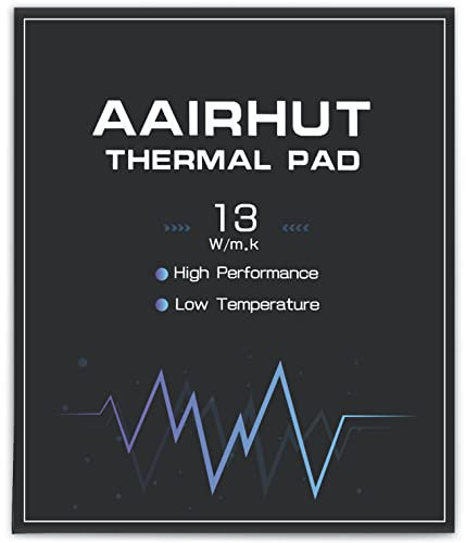Aairhut Thermal Pad Wärmeleitpad 13W/mK, 120x120x1mm Silikon-Kühlpad, GPU, Nicht leitend, hitzebeständig, Extreme Odyssey-Abdeckung mit Zwei selbstklebenden Folien für PC-Laptop-Kühlkörper/GPU/CPU