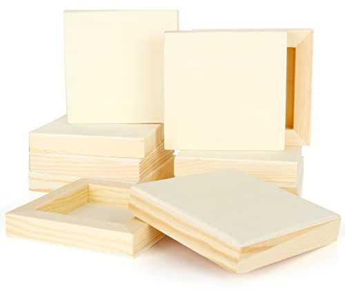 FVIEXE Lot de 10 panneaux d'art en bois de pin de 10 x 10 cm pour peinture, travaux manuels et plus (huile, acrylique, aquarelle)
