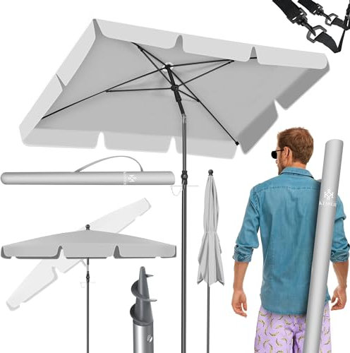 KESSER® Ombrellone Rettangolare Incl. 2in1 Coperta e Borsa di Trasporto Ombrellone da Giardino Ombrellone da Patio | Ombrellone 200 x 125cm per Balcone Giardino e Terrazza