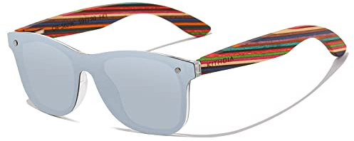 KITHDIA Holz Sonnenbrillen Herren und Damen Polarisierte Sonnenbrille mit Holzbügeln/UV400-Schutz