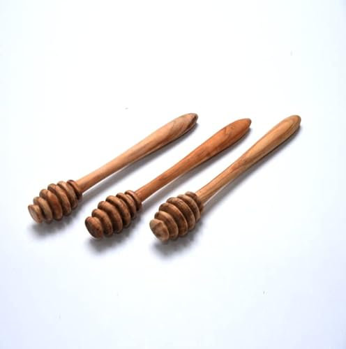 ZERAZI | Set de 3 Cuillères À Miel 15 cm Bois d’Olivier Écologique Entièrement Fabriqué La Main Durable Hygiénique