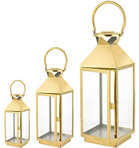 Laterne Gartenlaterne 3 Set Metall Windlicht Laternen Deko Kerzenhalter Kerzenleuchter Kerzenständerr für Innen Außen Outdoor Indoor Wohnzimmer Garten Balkon Gartenbeleuchtung