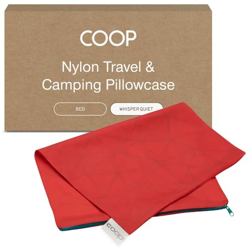 Coop Home Goods - Nylon Travel Pillow Protector - Waterproof, Zippered Case Cover, Small, Washable (Red)