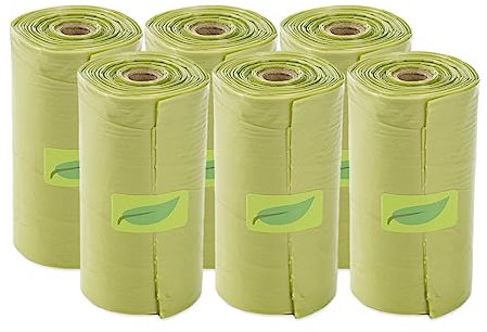 Lot de 90 Sacs à Déjections Canines Biodégradables pour Chiens et Animaux de Compagnie (Couleur Verte)