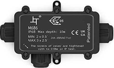 hb-digital Wasserdichte Abzweigdose IP68 3-Wege Verteilerdose Außen Schnellverbinder Klemmdose Drahtbereich 4mm-14mm Stromkabelkupplung 3-polig 0,5~2,5 mm² Verbindungsstück Verteilerdose