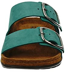 Rohde Damen Pantolette Nubukleder goldene Schnalle Sommerfarbe Rodigo-D 5879, Größe:42 EU, Farbe:Grün