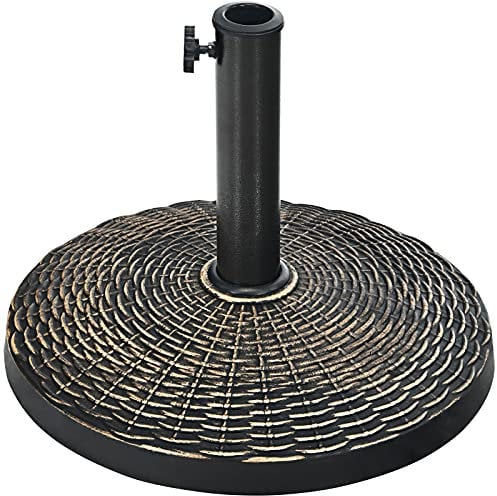 RELAX4LIFE Sonnenschirmständer, Ø45cm Schirmständer für Schirmstöcke von 38/48 mm, Sonnenschirmfuß Rund Rattanoptik für Garten Balkon Terrasse, Bronze (10, Kilogramm)