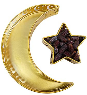 pologmase Plateau Ramadan, Plateau De Service Eid, Vaisselle De Service Eid Mubarak Vaisselle Étoile De Lune, Ramadan Aïd Mubarak Décoration Table Plateau pour Pâtisserie, Petit, Déjeuner, Dîner