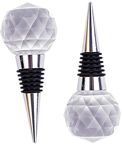 KICHOUSE Red Wine Bottle Stoppers Set of 2 Crystal Ball Shape Reusable Wine Saver