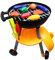Maisonelle - Barbecue Jouet trainable, avec lumières et Sons, Charbon s'allume, de Nombreux Accessoires