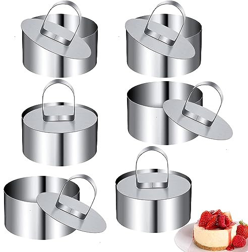 gvivej Juego de 6 anillos de postre de acero inoxidable, anillos de postre, anillos pequeños, mini anillos para tartas de acero inoxidable, moldes para mousse para postres mágicos
