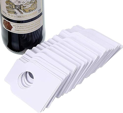 LATRAT Lot de 100 étiquettes en papier kraft pour bouteille de vin, porte-bouteilles, porte-bouteilles, champagne, boissons, blanc