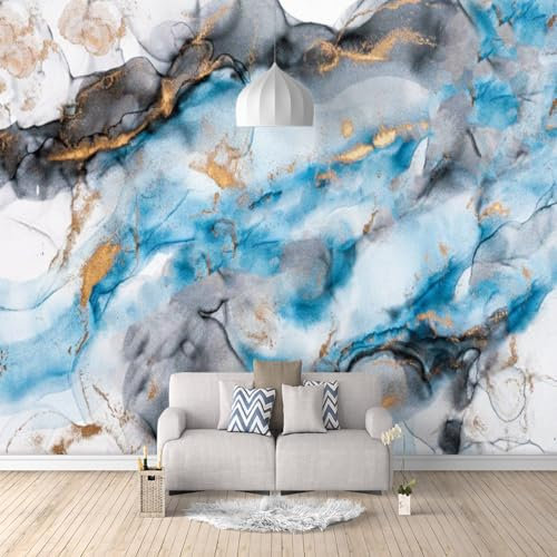 GIVLWF Papier Peint Intissé de Marbre Blanc, Fil D'or Abstrait Panoramique Déco Mural - pour Salon Chambre D'enfant Décoration Murale 250 x 175 cm