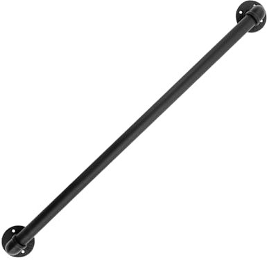 SABUIDDS Tubos de acero y pasamanos de hierro fundido, 90 cm - 270 cm, pasamanos para escaleras, pasamanos de pared negro, con extremos semicirculares y soportes para interior y exterior, redondo,