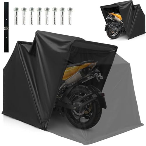 TANGZON 342 x 137 x 193cm/134‘’ x 54‘’ x 76‘’ Waterproof Motorcycle Cover, 600D Oxford Cloth Motorbike Shelter with Mesh Window, Outdoor Rain Dust UV Protective Covering for Moped Motocross Scooter
