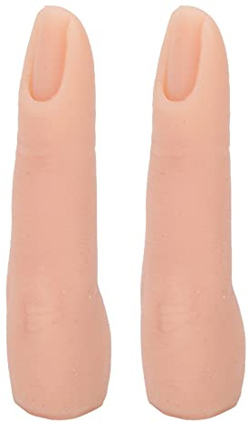 2PCS Silicone Fingers for Nail Practice, Flexible Bendable Nail Finger Practice Model Nail Art Practice Training Display Fake Finger for Nail Art Jewelry Ring Display (Light Color)