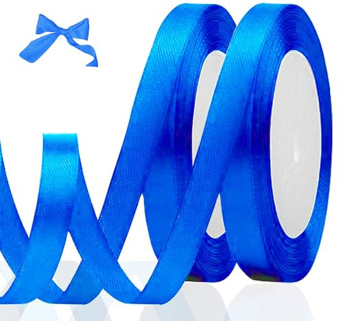 luckaide 44m Geschenkband Blau, 10mm Satinband Blau, Schleifenband Blau, Geschenkband Hochzeit Stoff, Blauenes Geschenk Band Geschenkbänder für Weihnachten Taufe Geburtstag Deko Hochzeit