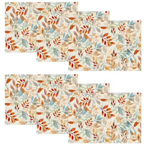 Artoid Mode Blätter Herbst Platzsets 30x45cm 6er Set | Urlaub Tischsets Hause Platzdeckchen Küche Party Deko