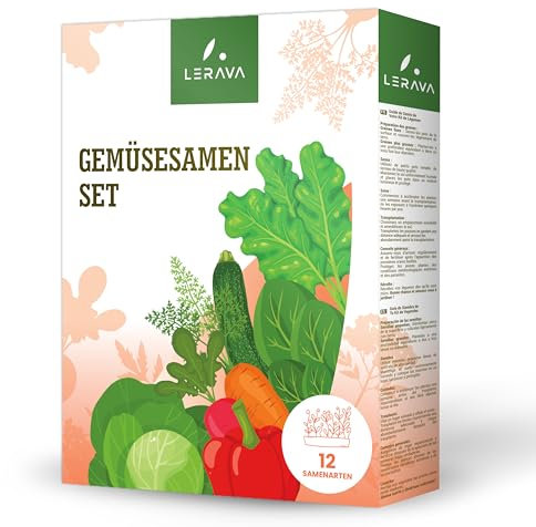 LERAVA® set de semillas huerto - 12 tipos de semillas - variedad de verduras frescas - cultivo sostenible en casa - frescas y sanas - perfecto para huerto y jardín - semillas plantas - made in Italy