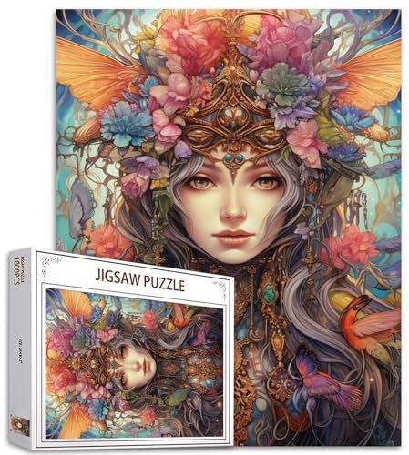 1000 Stück Blumen Fee Mädchen Puzzles für Erwachsene Moderne Porträts Jigsaw Puzzle für anspruchsvolle Familie Aktivität Spiele, Bunte Jigsaw Puzzles für dekorative Geschenke