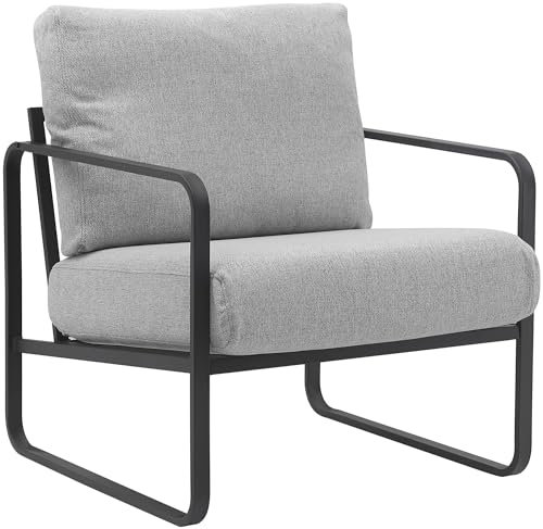 CLP Lounger Manea I Relaxsessel Kunstleder Oder Stoff Bezug I Mit Stabilem Metallgestell I Gepolsteter Clubsessel, Farbe:hellgrau, Material:Stoff