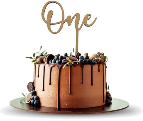 ERBO Cake Topper 1. Geburtstag, Holz tortendeko 1. Geburtstag, Cake Topper Mädchen Junge, Cake Topper Geburtstag für Babyparty Wild One Kindergeburtstag, 1 Jahr Geburtstag Party Deko Geschenk