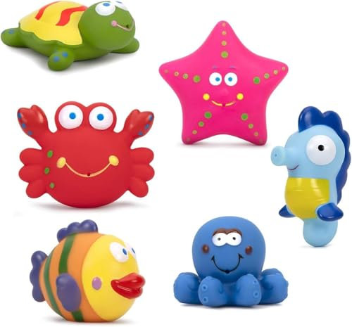ZWOOS - Juguetes de baño 6PCS Juguetes de Natación del Squirting Juguetes del Flotante Animales Marinos Coloridos para Bebés Baño Piscina Playa (B)