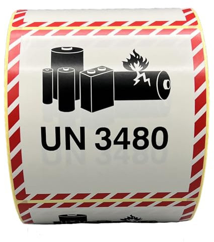 Giese-GEF 1.000 Gefahrgutaufkleber Lithium ionen Batterien UN 3480-100 x 100 mm - Etiketten auf Rolle - Papier selbstklebend - ADR