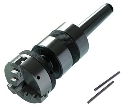 High Precision MT2 Shank Revolving Live Center M14x 1 with 50 mm 3 Jaws Self Centering Chuck - Lathe's Tailstock 2MT