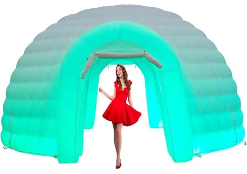 SAYOK Aufblasbares Iglu-Kuppelzelt mit LED-Licht, tragbares Iglu-Zelt für Party, Hochzeit, Veranstaltung, Camping, Outdoor (5 m, 2 Türen)