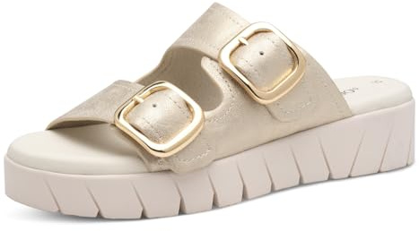 s.Oliver Damen Pantoletten mit Schnallen Plateau, Gold (Champagne), 40 EU