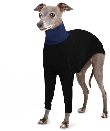 IECOii Windhundpullover,Rollkragen-Hundepullover für Windhunde, Italienischer Windhundpullover aus Fleece,gemütlicher Windhund-Schlafanzug,Jumpsuit mit Zwei Beinen,langärmeliges Sweatshirt,Schwarz, S