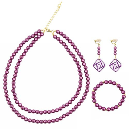 oosheon Prinzessin Schmuck Set, 1 Halsketten+ 1 Armbänder + 2 Ohrringe, Mädchen Dress up Zubehör, Kinder Schmuckset Mädchen, für Prinzessin Rollenspiel Accessoire Dekoration