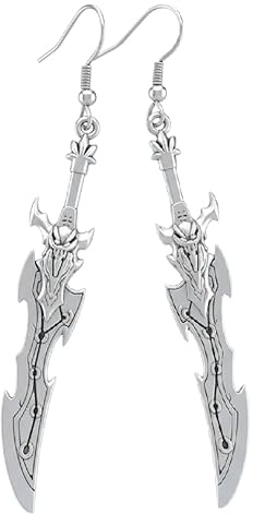 Schwert Ohrringe Silber Ohrhänger Edelstahl Futuristisch Fantasy Schmuck | Für Damen oder Herren, 6 cm Länge, Mit Geschenkbox, Wikinger Stil, Alternativ Schmuck, Ideal für Halloween LARP & Cosplay