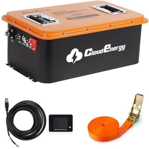 Cloudenergy 48V (51.2V) 60AH LiFePO4 Batterie Li-Ion pour chariot de golf, 200A BMS, Bluetooth APP, écran tactile, plus de 6000 cycles, convient pour les balles de golf