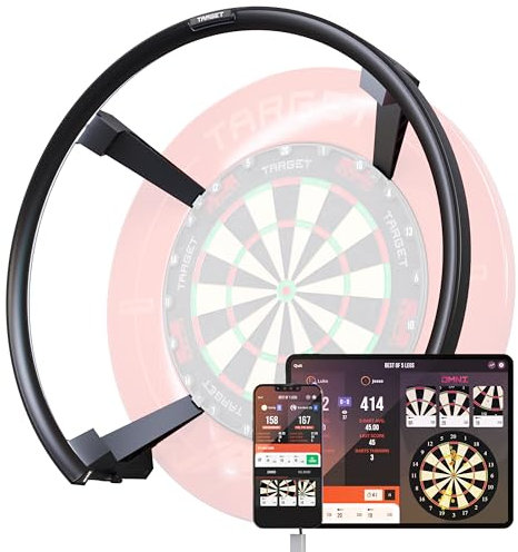 TARGET Darts Omni Dartboard mit automatische Punktzahlberechnung und LED-Beleuchtung | Dartscheibe mit Punktezählkamera, Magnetisches Dartscheiben Beleuchtungssystem, Surround Ringbeleuchtung