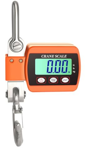 Ieron Báscula de grúa Digital de 500 kg y 1100 LB, báscula Colgante electrónica, báscula Industrial con Sensor preciso, minibáscula LCD portátil con Ganchos para Granjas de Caza