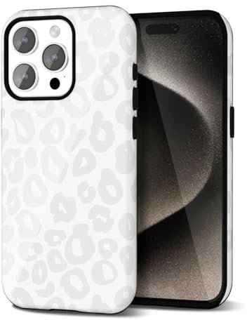 Svanove Cheetah Print Phone Case for iPhone 15 Pro Max Case Girly Trendy Leopard Pattern, Retro Cool Animal Print, Luxury Cute Case for Women, Aesthetic Y2k Hard Shell Plastic, White