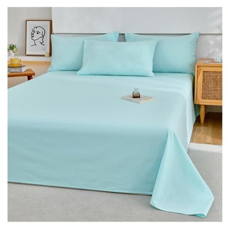 Betttuch ohne Gummizug Bed Sheets Betttuch ohne Gummi und Laken Bedsheets 100% Gewaschene Baumwolllaken Weiches und Atmungsaktives(Aqua,160x230cm)