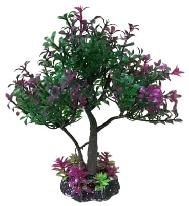 MC MEICHUANG Artificial Tree for Aquarium - Lifelike Plastic Aquatic Plants Decor, Safe Fish Tank Ornament with No Odor, Unique Aquatic Landscape Accessories(Red Purple)