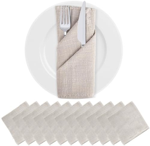 YANGUN Stoffservietten Grau,12 Ervietten Stoff 42 x 42 cm, Leinenservietten Baumwolle Tischdekoration für Hochzeiten Familienfeiern Geburtstage Abendessen Cafe Restaurant (Grau)