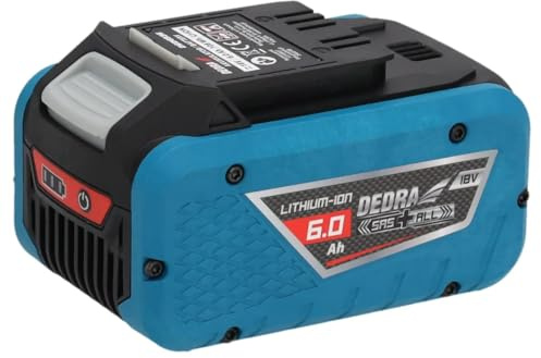 DEDRA Akku, Batterie SAS+All 6.0Ah LI-ion kompatibel mit DED7038, DED7038V, DED7039, DED7039V, DED6939 Lange Lebensdauer und hohe Leistung mit LED licht