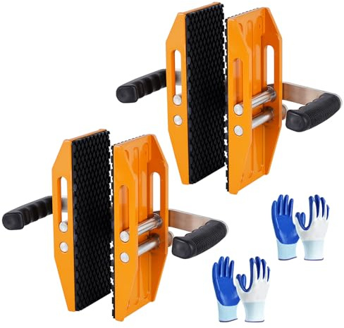 BAOSHISHAN Double Handed Stone Carrying Clamps 0-60mm Granite Panel Carriers Lifter Tools Heavy Duty 660lbs with Rubber-Lined for Moving Glass Quartz Slabs Marble Plywood