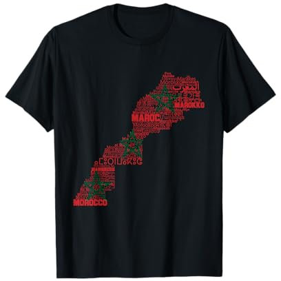 Carte du drapeau du Maroc dans les langues du monde T-Shirt
