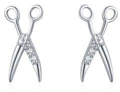 Ohrringe Silber 925 Stecker, Ohrringe Silber Elegant Schere Zirkonia Runde Form Damen Schmuck
