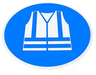 Djois, 197654 - Klebendes Sicherheits-Piktogramm Warnweste Erforderlich, Blau, Weiß, 1 Stück, Robustes PVC, Rutschfest, NF-Standard, Für Innenbereich