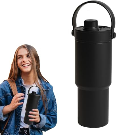 Borraccia isolata | 735 ml per bevande fredde con coperchio – sottovuoto con fondo rivestito in ceramica, a prova di perdite con coperchio per escursioni, fitness, bevande