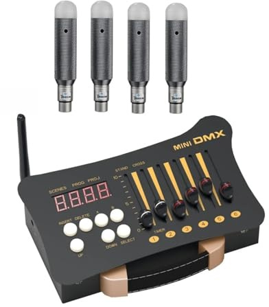 Tragbarer DMX-Controller für Lichter DMX-Controller Disco-Licht-Controller, 1 Stück DMX512-Controller + Ladeempfänr Party-DJ-Bühnenlicht-Kombination(1 and 4)